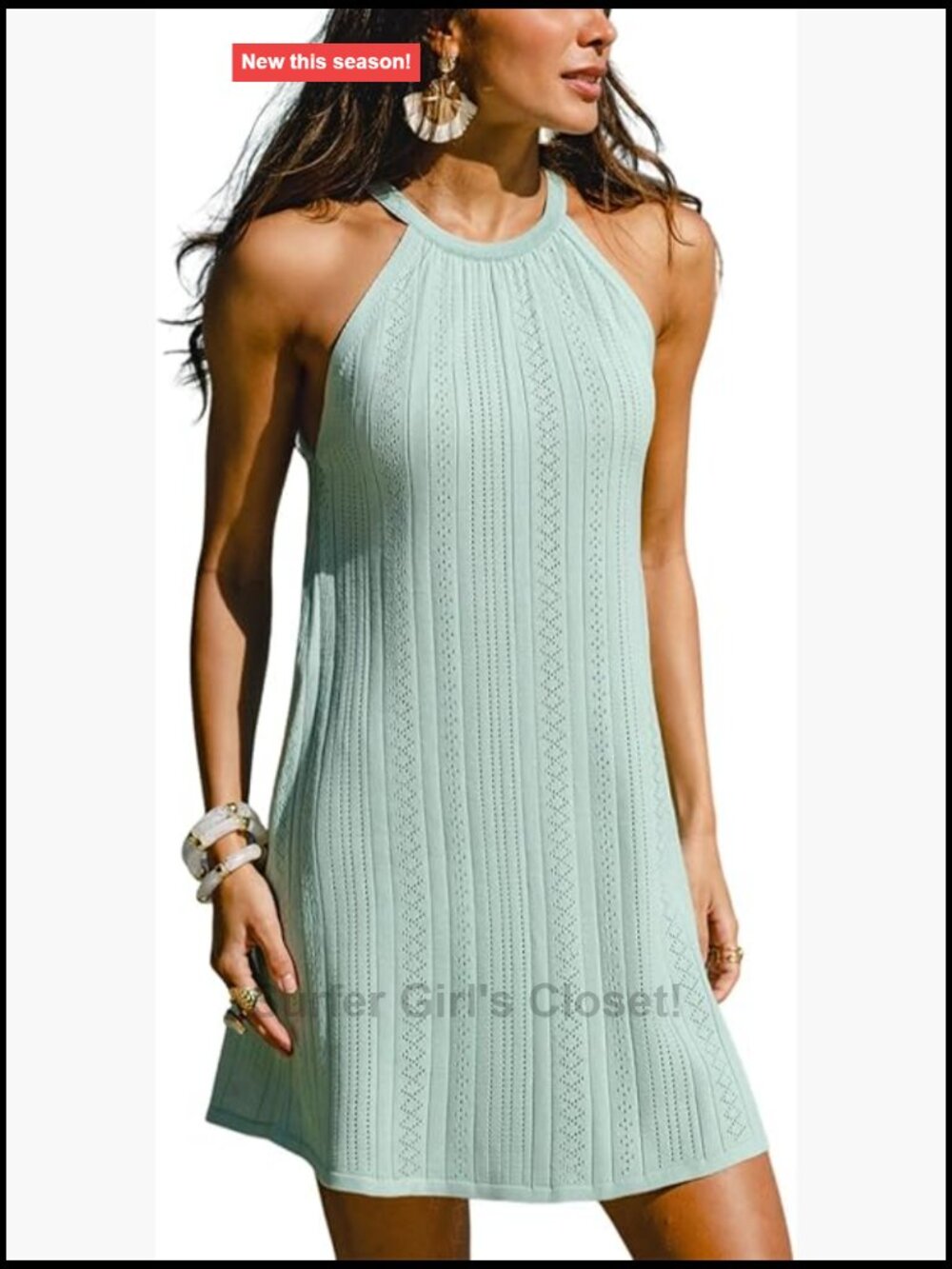 CUPSHE Knit Summer Dress Round Neck A-Line Casual Beach Vacation Mini Dress